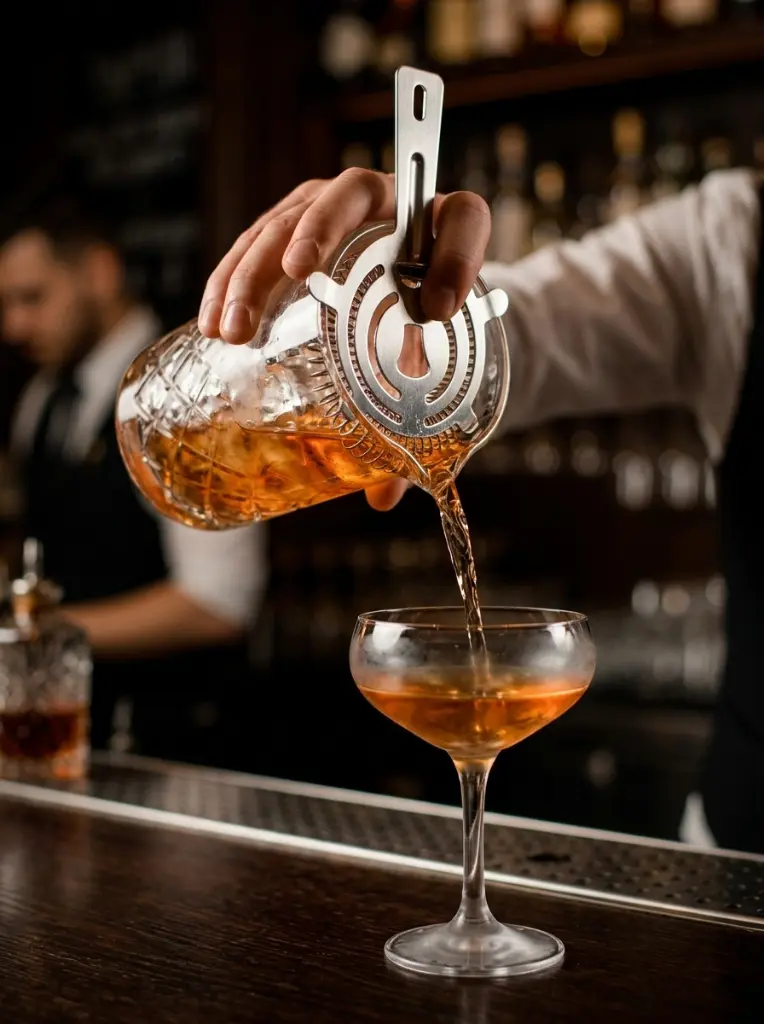 Colador Hawthorne en Acción - Coctelería Profesional Zalema Decoración