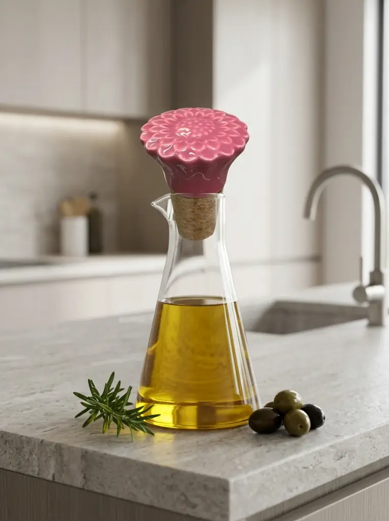Tapón de Corcho y Cerámica Floral en zalema decoracion