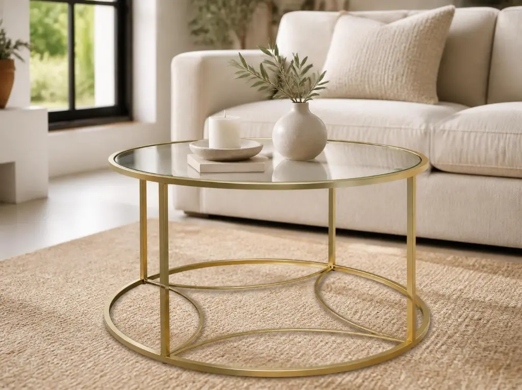 Mesa de centro metal y cristal (Zalema)