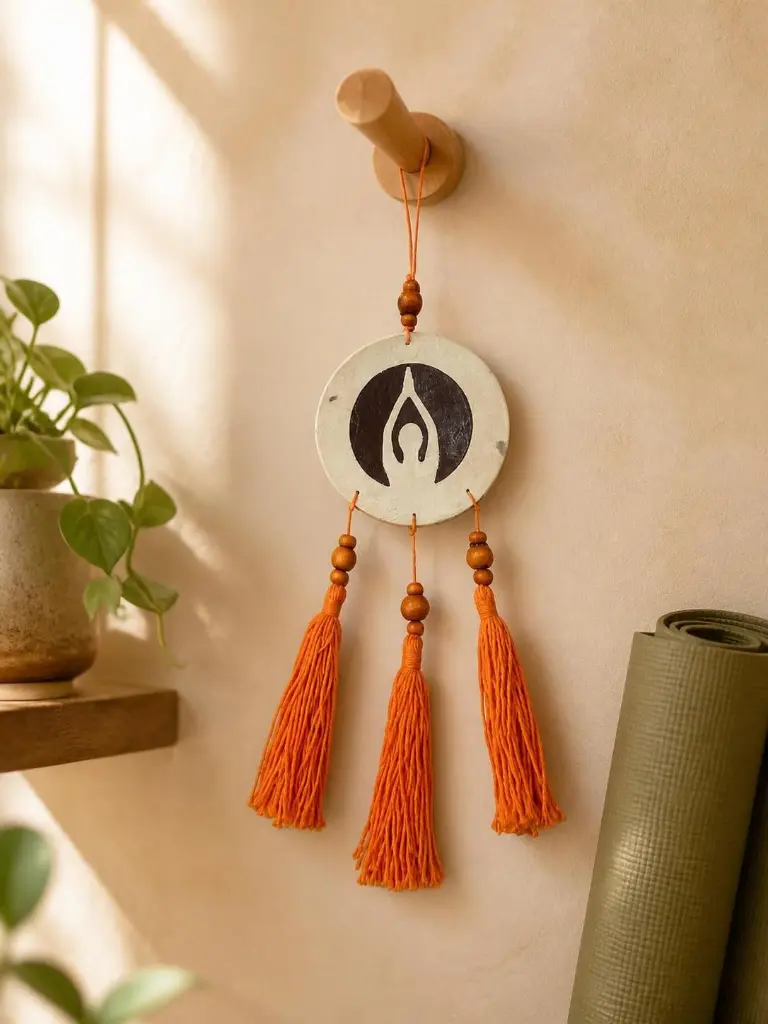 Decoración colgante de yoga para el hogar con borlas en ambiente zen (Zalema Jaén)