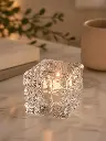 Portavelas de cristal efecto hielo decorativo para mesa en Zalema Decoración Jaén y Linares
