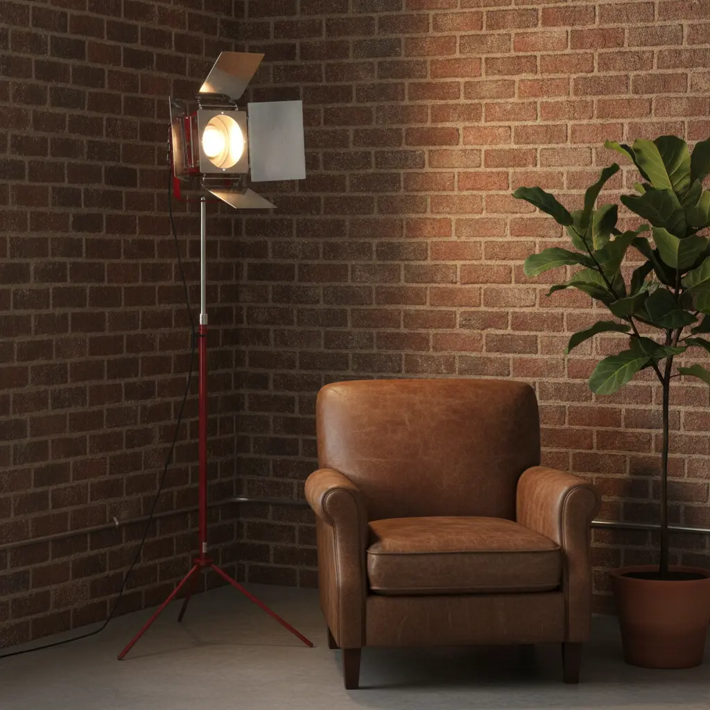 AI Generated Lámpara de Cine Industrial en Ambiente Loft