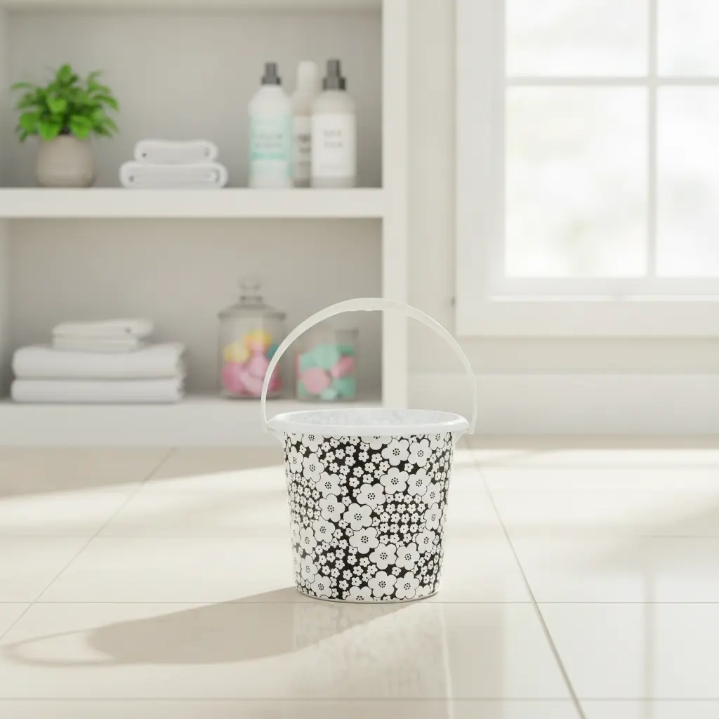Cubo de limpieza Flowers en ambiente doméstico moderno