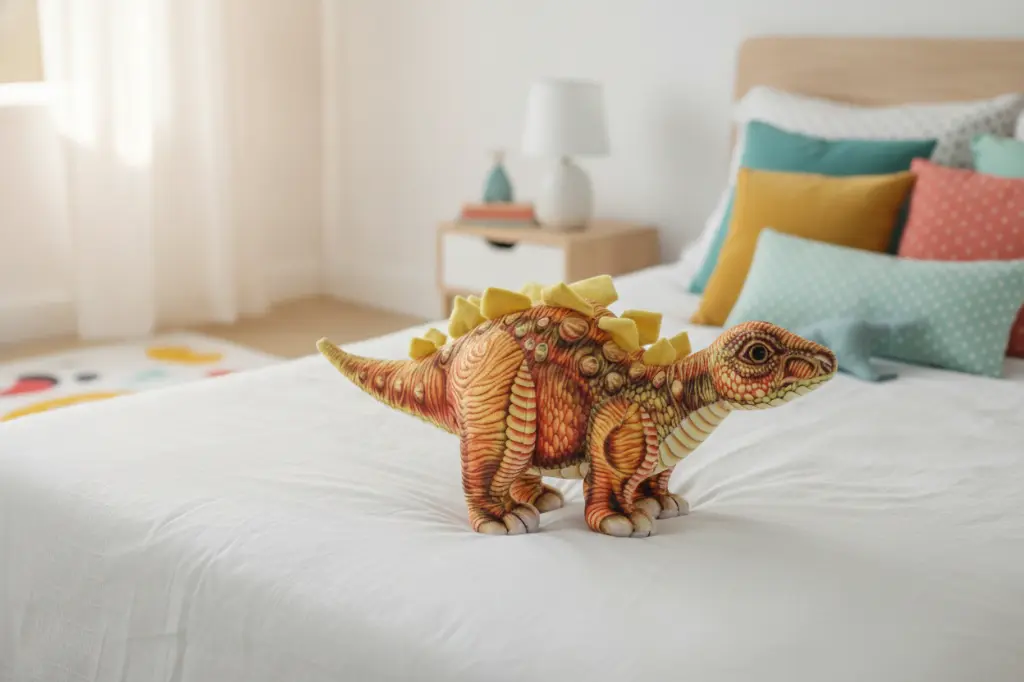 Peluche Estegosaurio Naranja en Ambiente Infantil