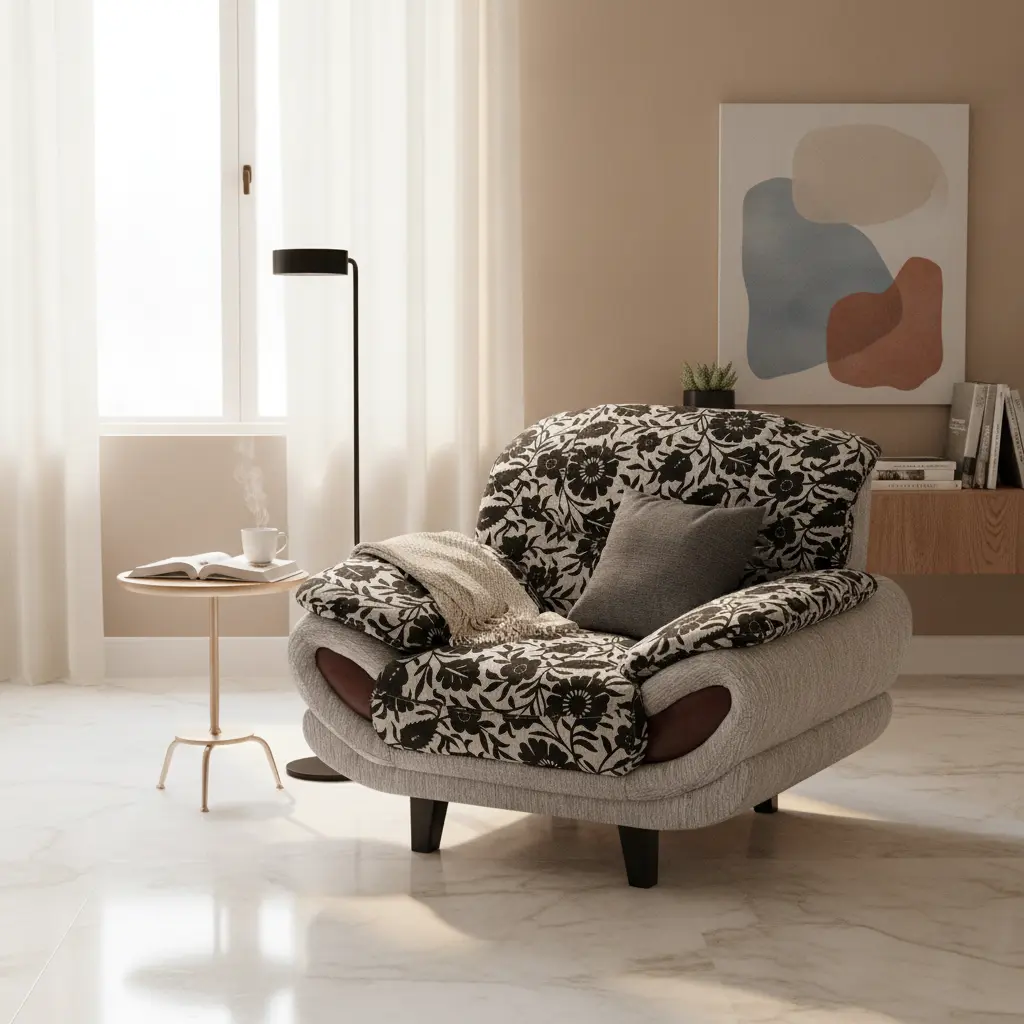 Sillón Flores Negras en Salón Elegante - Zalema Decoración