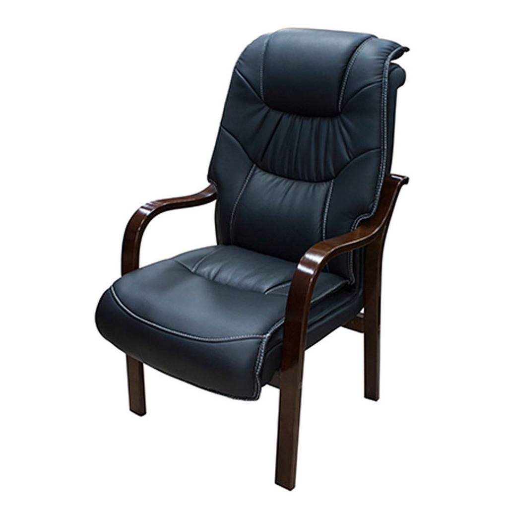 Sillón de Oficina Profesional Negro | Ecopiel y Madera | Zalema