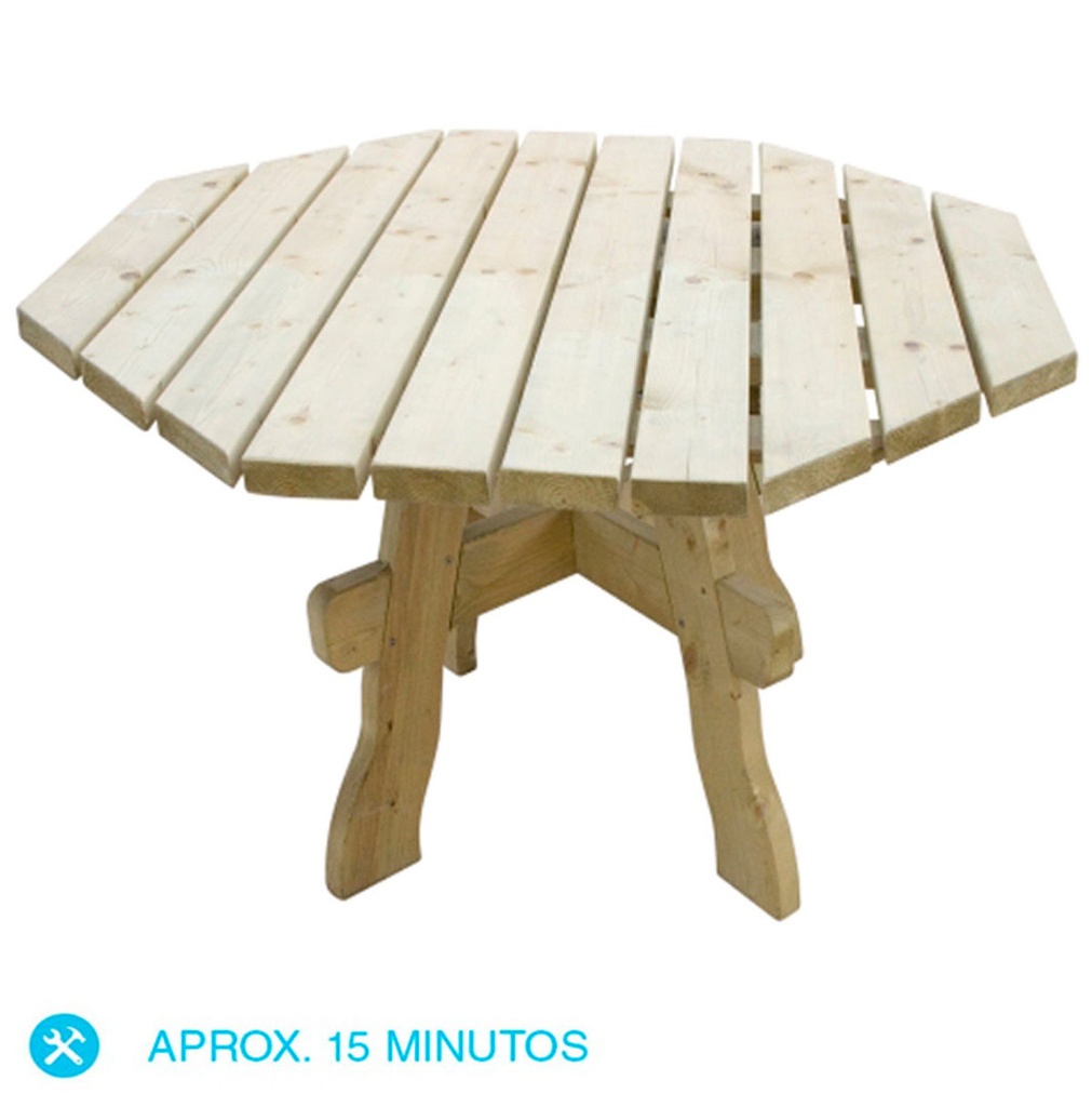 [WCA290315] Mesa octogonal madera natural 80x120x120