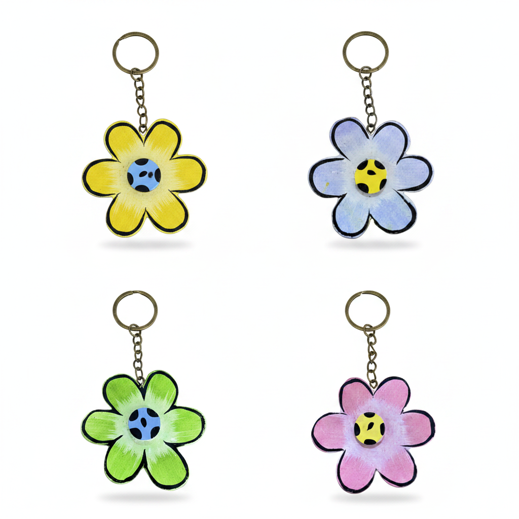 Llavero Flor Artesanal - Zalema Decoración (Amarillo)
