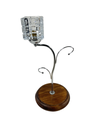 Lámpara de Sobremesa Elegante - Acero, Cristal y Madera