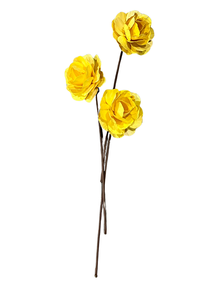 [FLOMAD2] Set 3 flores de madera amarillas | Decoración Floral Jaén y Linares