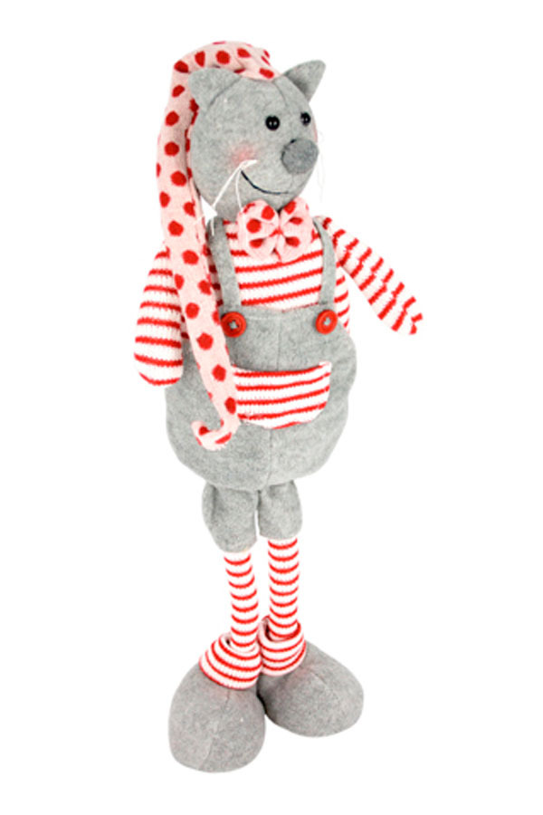 [WBE219028] Muñeco gato gris rojo 76 cm