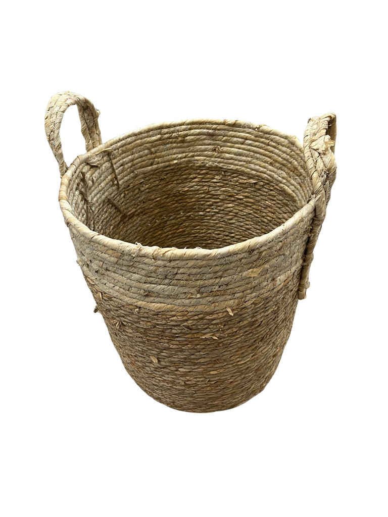 Cesta de Alga Natural Decorativa con Asas - Zalema Decoración