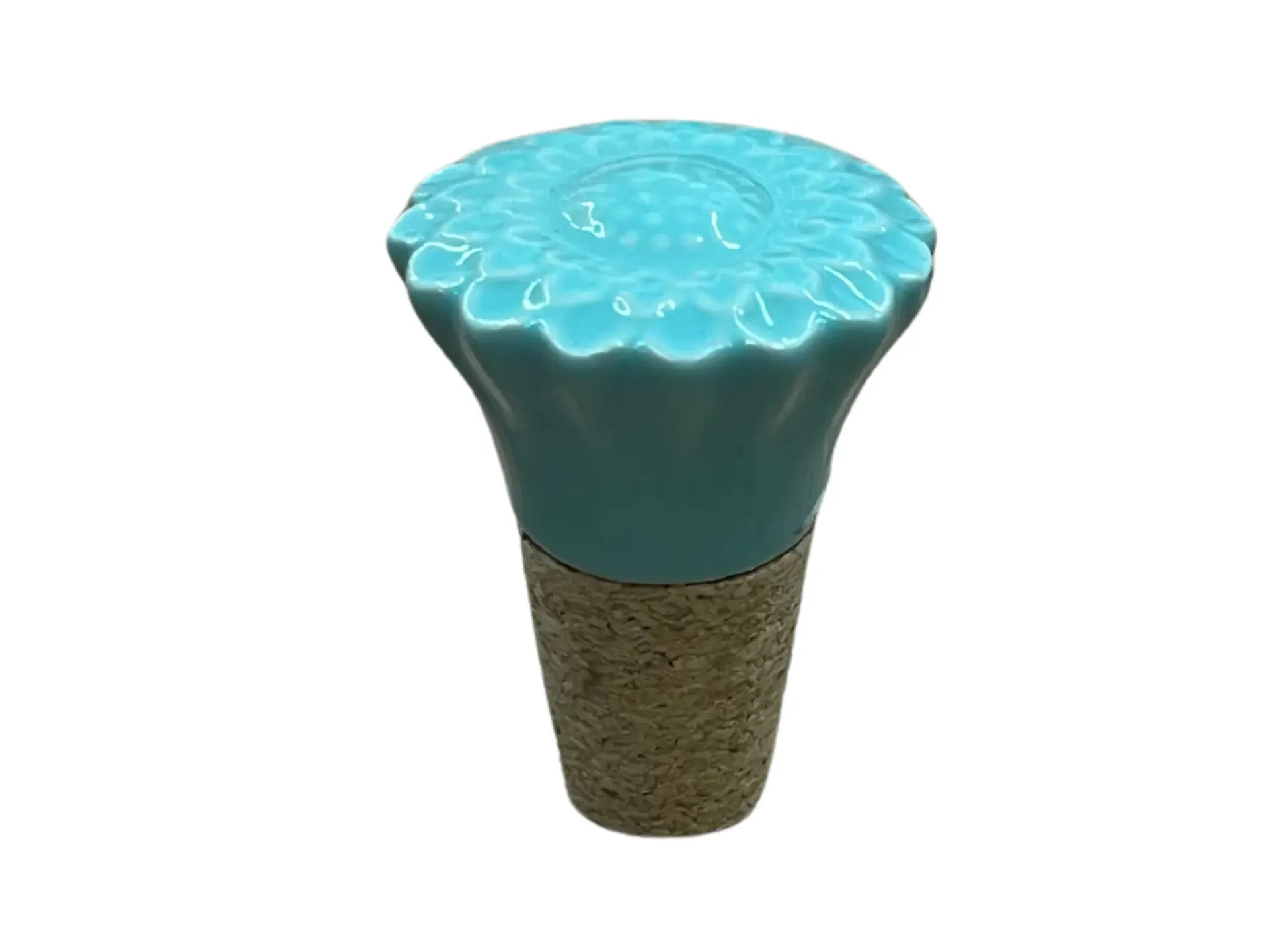 Tapón de Corcho y Cerámica Floral - Decorativo y Artesanal