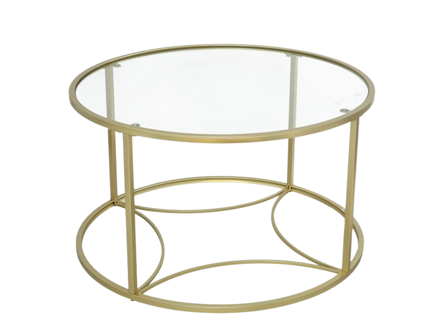 Mesa de centro de metal y cristal 70×70×40 (recogida)