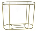 Mesa consola dorada con cristal para recibidor 90x32x75 cm