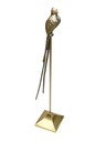 Figura decorativa Ave del Paraíso de metal dorado con peana
