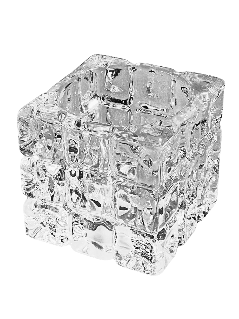 Portavelas de Cristal Efecto Hielo - Decorativo