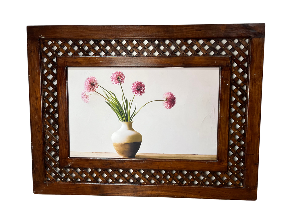 [CUATEC120X90] Cuadro de teca con flores