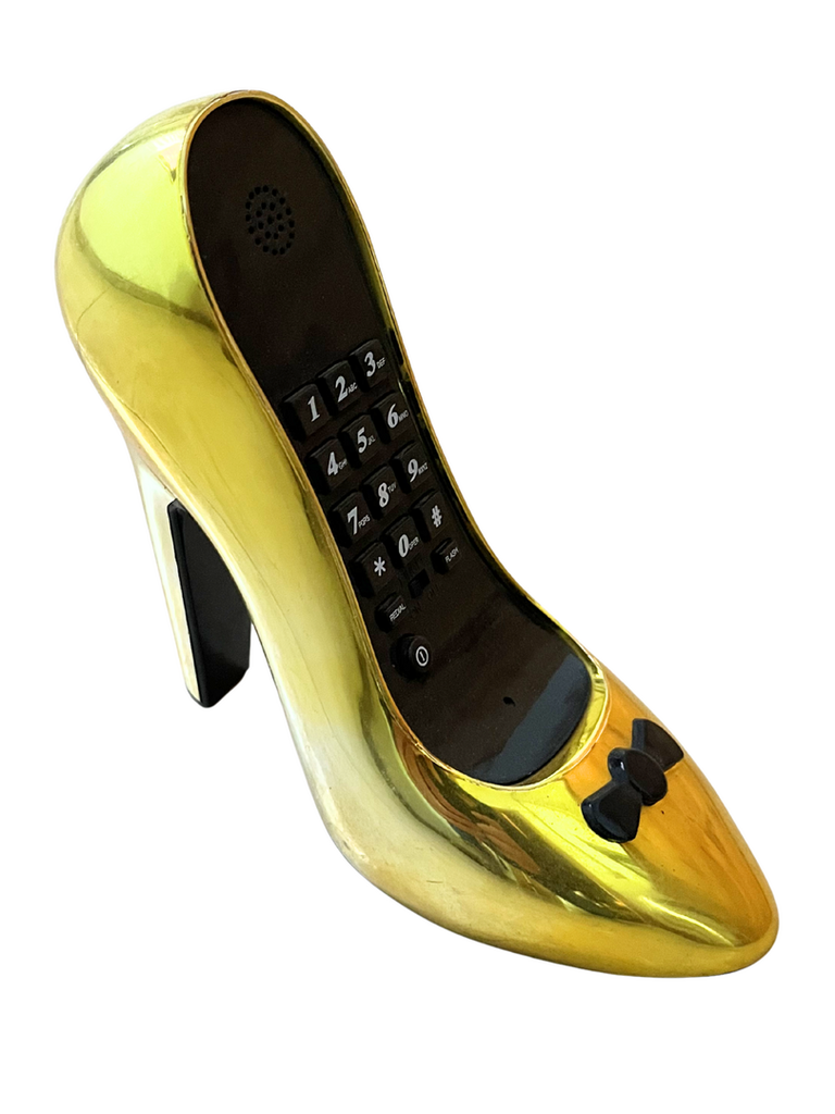 [1061] Teléfono decorativo zapato dorado